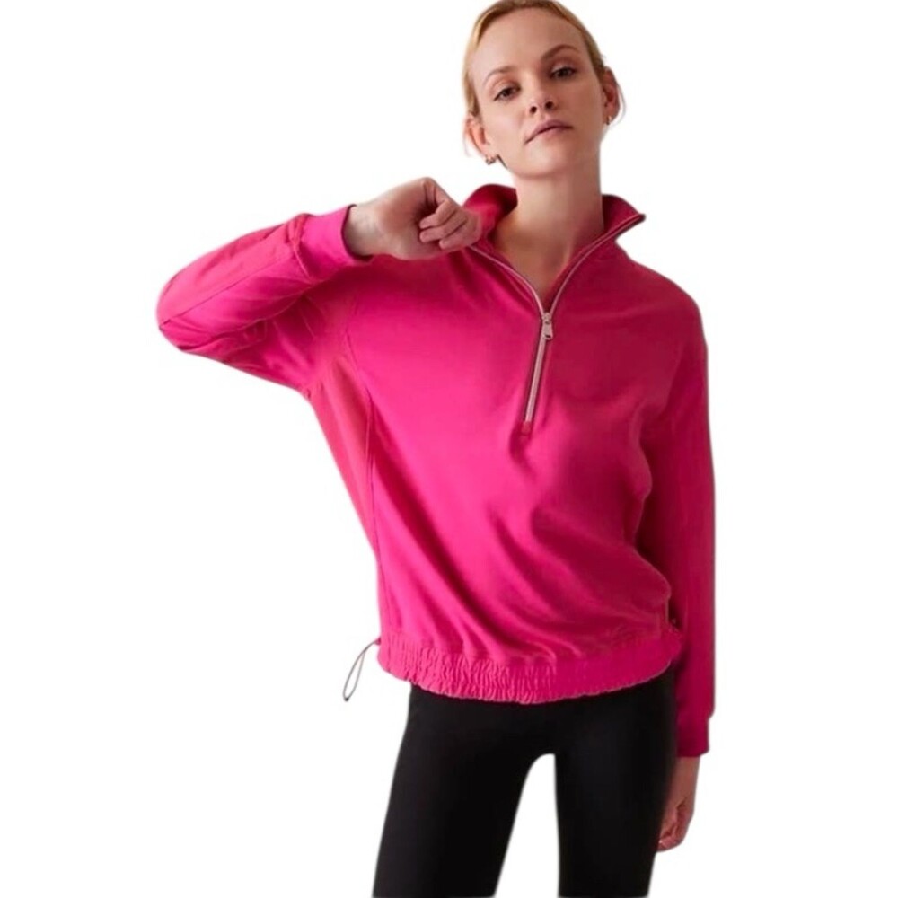 ATHLETA Triumph Hybrid Half Zip Sweatshirt in Salvia Pink